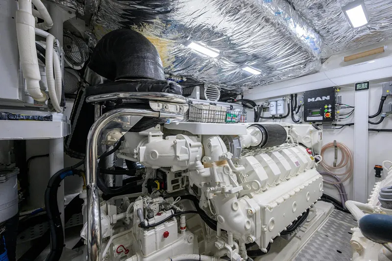 Slide: The Image of Engine room of a 2020 Princess F70 yacht with MAN engine components. - 99