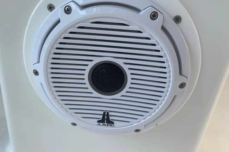 Slide: The Image of White JL Audio speaker on 2008 Invincible 36 CC boat. - 30