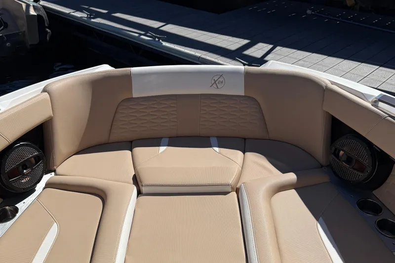 Slide: The Image of Luxurious seating on 2025 MasterCraft X24 boat with premium beige upholstery. - 3