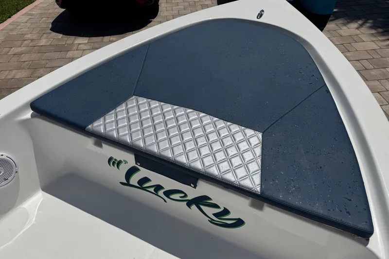 Slide: The Image of 2019 Sea Pro 172 Bay boat with custom "Lucky" decal and cushioned seating. - 7