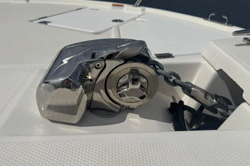 Slide: The Image of Anchor windlass on 2020 Cutwater C-30 CB boat deck. - 45