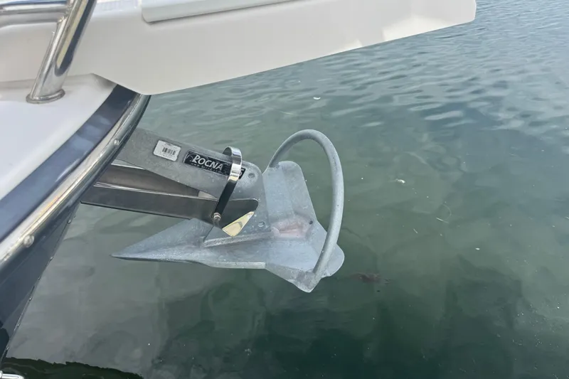 Slide: The Image of Cutwater C-30 CB 2020 boat with Rocna anchor over water. - 46