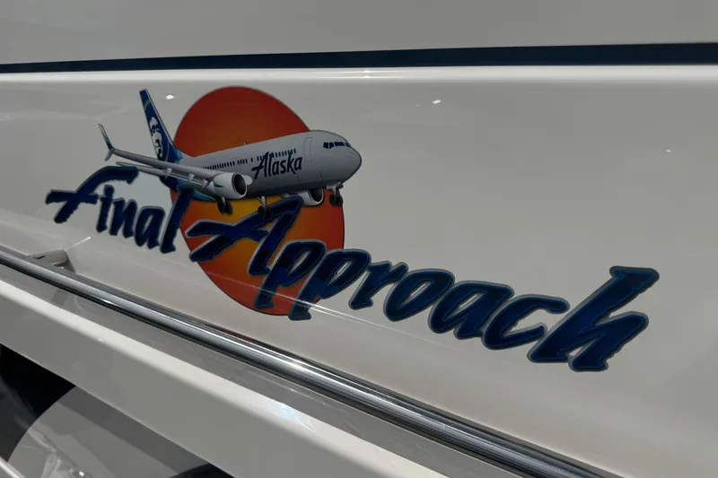 Slide: The Image of 2020 Cutwater C-30 CB boat with "Final Approach" and airplane graphic on the side. - 47