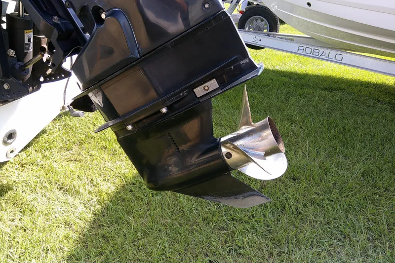 Slide: The Image of Outboard motor of 2007 Sea Pro 186 CC boat on grass. - 10
