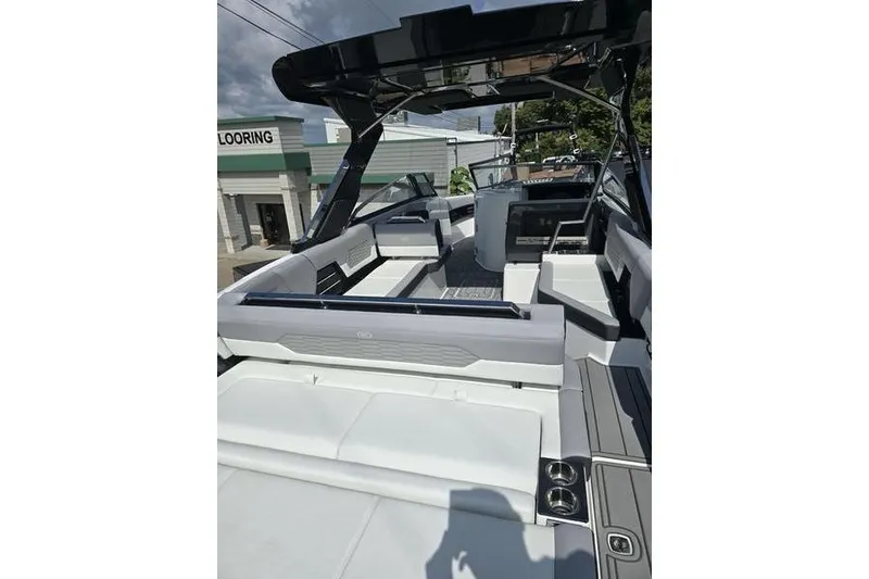 Slide: The Image of 2026 Cobalt A29 boat interior with sleek seating and modern design. - 13