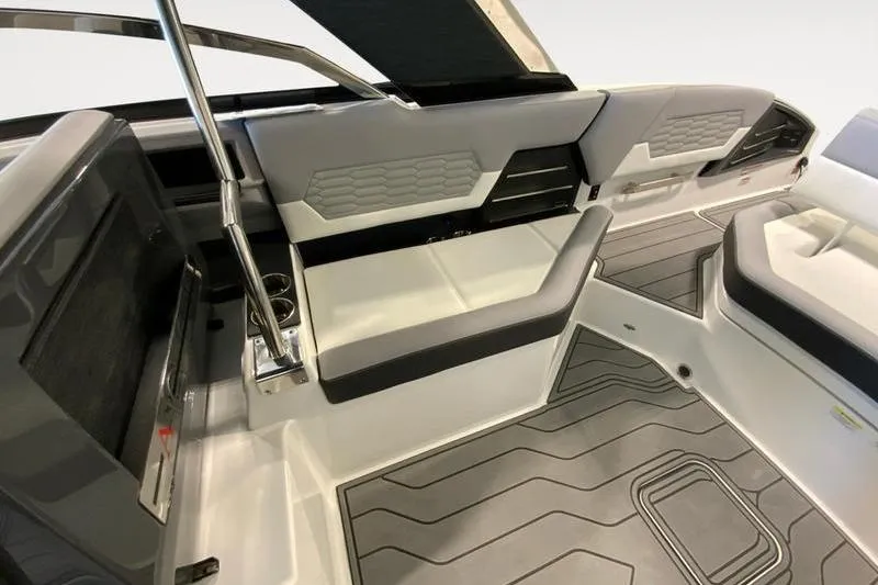 Slide: The Image of Interior of 2026 Cobalt A29 boat featuring sleek seating and modern design elements. - 3