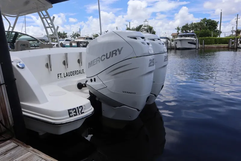 Slide: The Image of 2017 Boston Whaler 270 Vantage with twin Mercury engines docked in Ft. Lauderdale. - 4