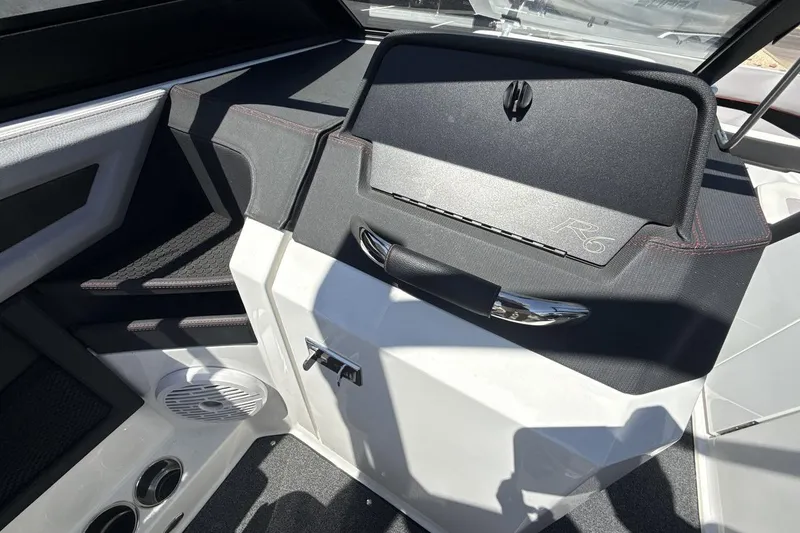Slide: The Image of 2021 Cobalt R6 Surf boat interior with sleek dashboard design. - 21