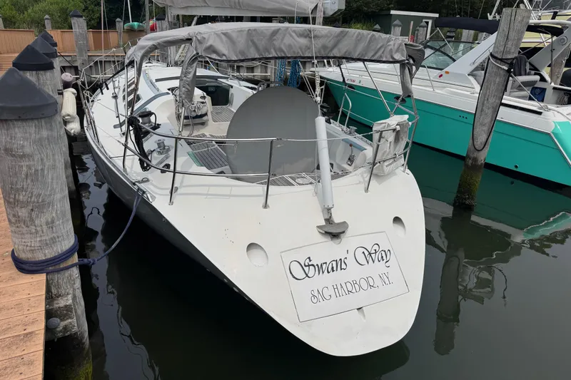 Slide: The Image of 1989 Beneteau First 41s5 sailboat docked, named "Swan's Way," Sag Harbor, NY. - 14