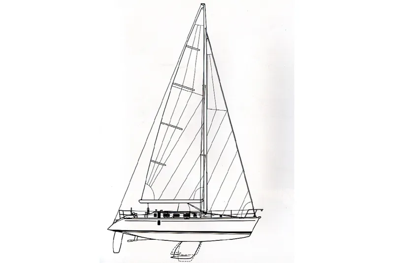 Slide: The Image of Line drawing of a 1989 Beneteau First 41s5 sailboat, showcasing its sleek design. - 33
