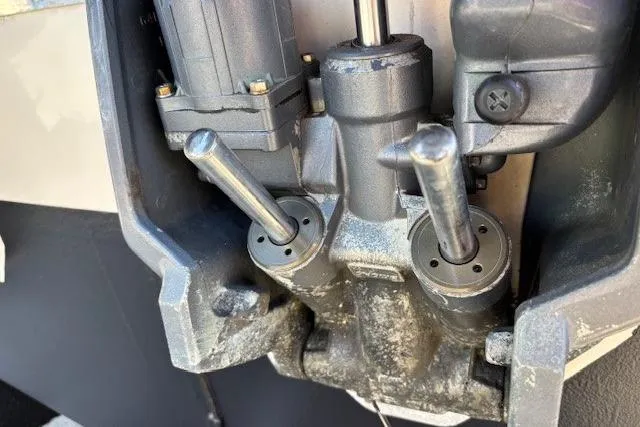 Slide: The Image of Close-up of a 2005 Grady-White Advance 257 boat engine components. - 28