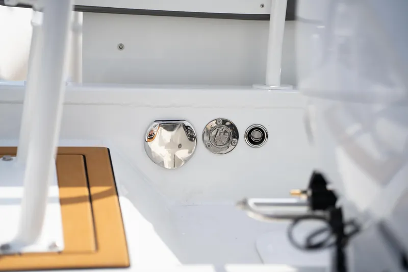 Slide: The Image of 2026 Tide Craft Galveston 19 boat detail showing deck fittings and hardware. - 12