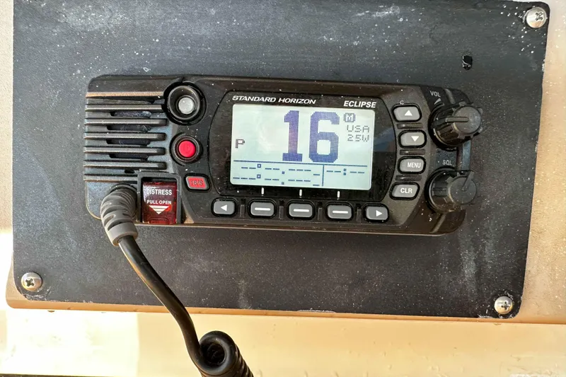 Slide: The Image of 1999 Sea Ray 330 Sundancer yacht docked in San Diego marina under blue sky. - 16