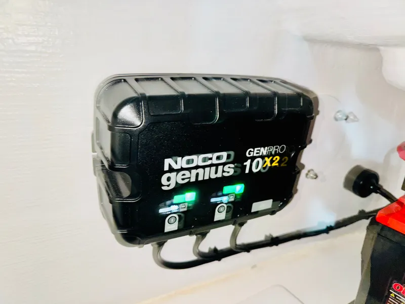 Slide: The Image of NOCO Genius GENPRO 10X2 charger in Reef Runner 230 c, 2026. - 22