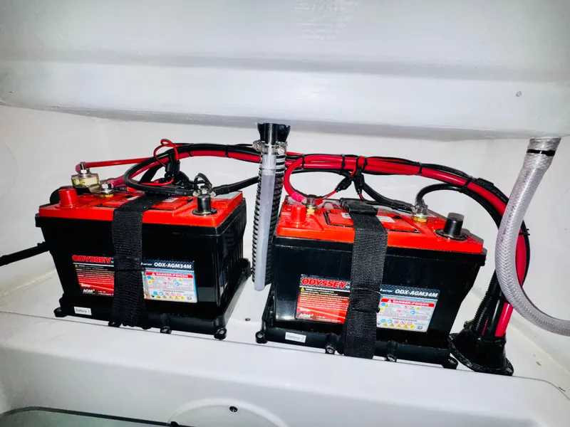 Slide: The Image of Odyssey batteries in Reef Runner 230 c boat, year 2026. - 23