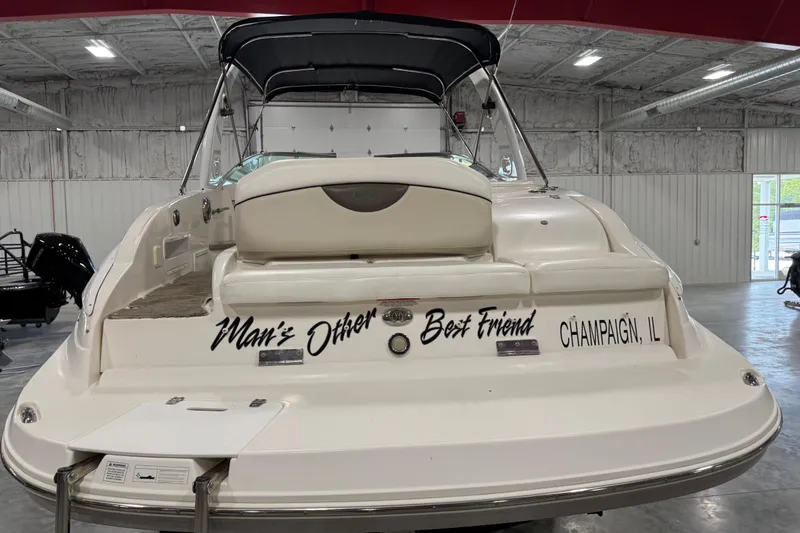 Slide: The Image of 2008 Rinker 296 Captiva Bowrider boat in a garage, Champaign, IL. - 6