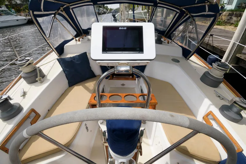 Slide: The Image of Cockpit of 1985 Tartan 40 sailboat with modern navigation equipment. - 8