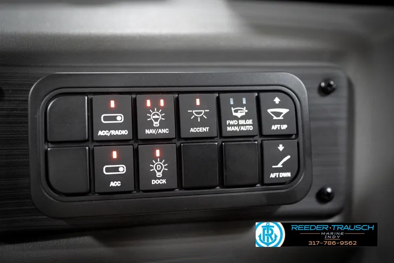 Slide: The Image of Control panel of 2026 Bennington 22 SLJ boat with various function buttons. - 32
