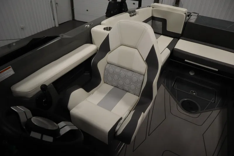 Slide: The Image of 2022 Heyday H22 boat interior with modern seating and sleek design. - 26