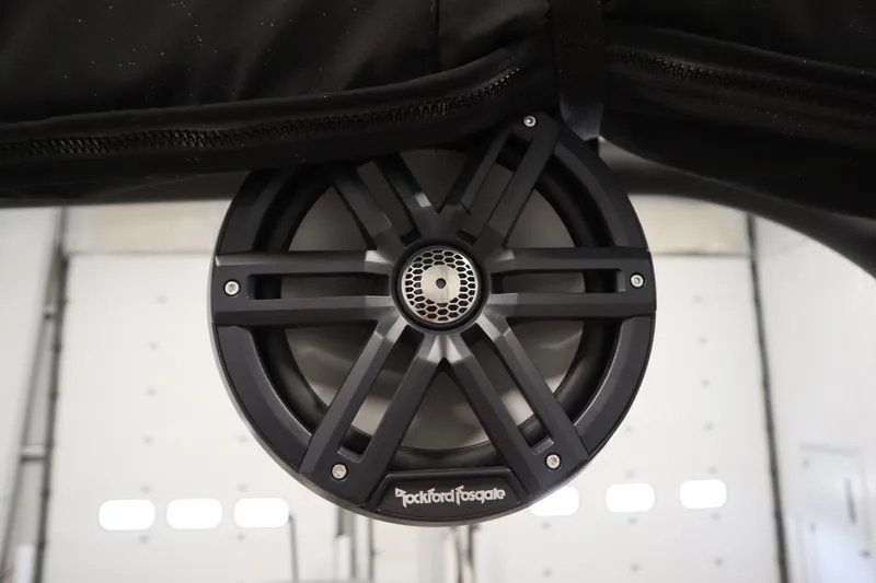 Slide: The Image of Rockford Fosgate speaker on 2022 Heyday H22 boat, showcasing sleek design and premium audio. - 42