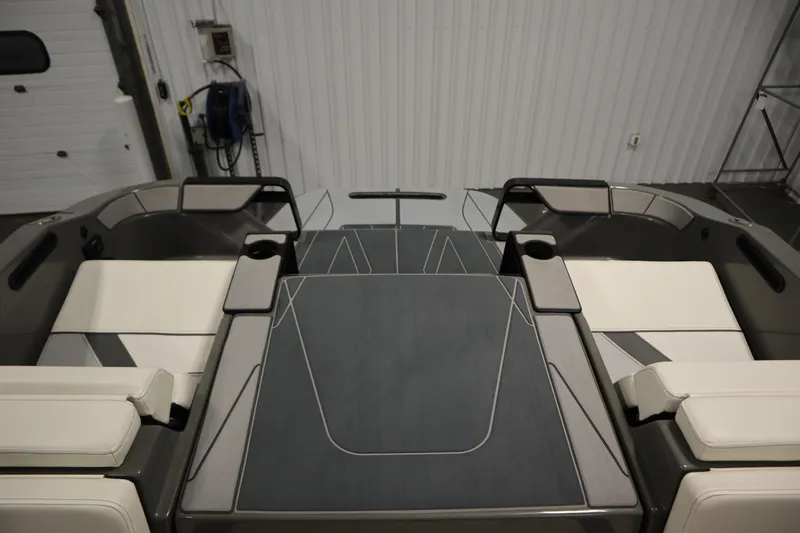 Slide: The Image of 2022 Heyday H22 boat interior with sleek seating and modern design. - 46