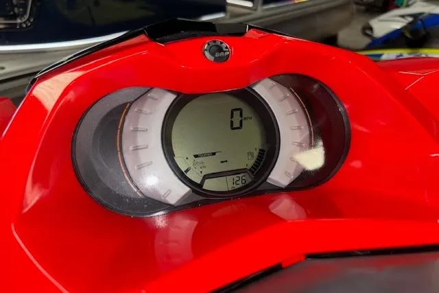 Slide: The Image of 2018 Sea-Doo Wake 155 dashboard with digital display and speedometer. - 10