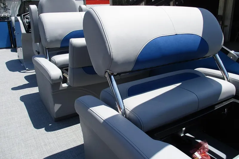 Slide: The Image of 2026 Bentley Pontoons Legacy 220 Quad Swingback interior seating, featuring modern design and comfort. - 26