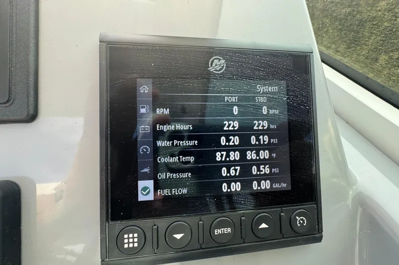 Slide: The Image of Display screen on 2022 Beneteau Gran Turismo 32 showing engine metrics and system status. - 30