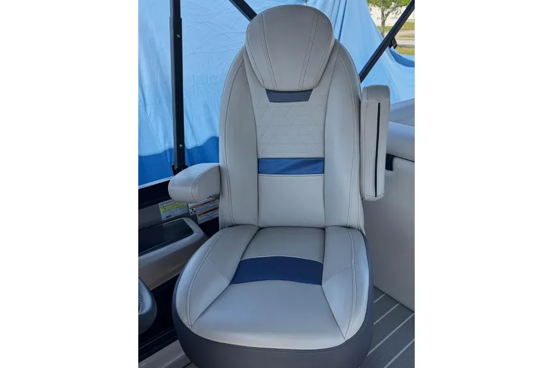 Slide: The Image of Luxurious Viaggio Diamante B 2022 boat seat with blue and gray upholstery. - 14