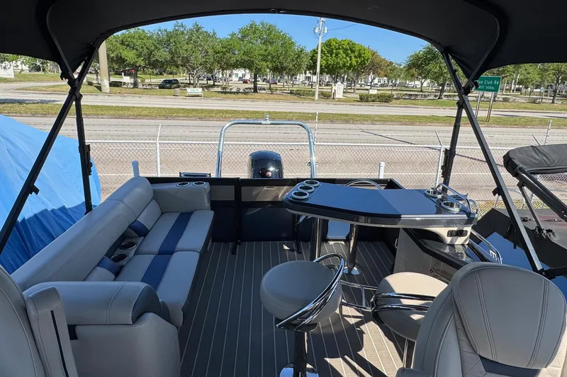 Slide: The Image of Luxurious 2022 Viaggio Diamante B boat interior with seating and table setup. - 16