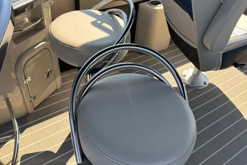 Slide: The Image of Modern boat interior with stylish chrome and leather seating, Viaggio Diamante B 2022 model. - 36