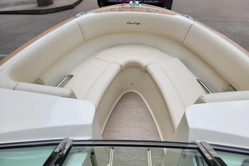 Slide: The Image of 2024 Chris-Craft Launch 27 boat interior with luxurious seating and elegant design. - 8