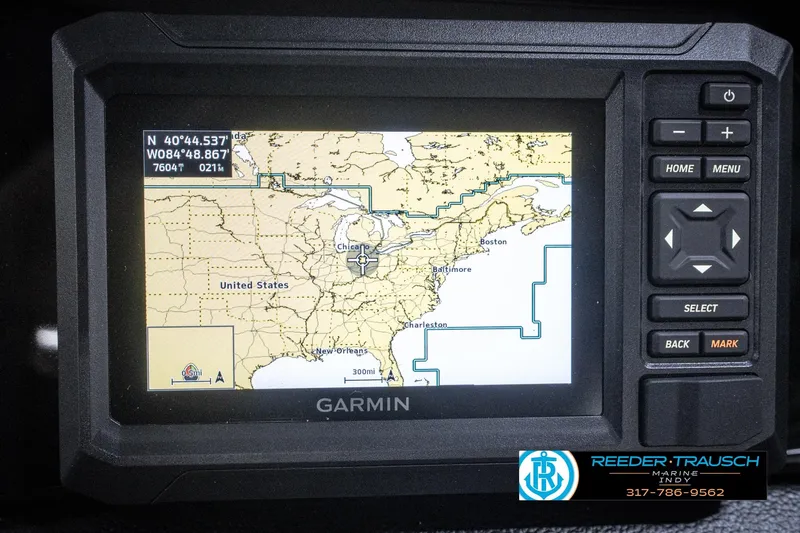 Slide: The Image of Dashboard gauges of a 2026 Bennington 20 SSR boat, featuring RPM, trim, and fuel indicators. - 34