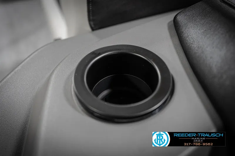Slide: The Image of Speaker grille on a 2026 Bennington 20 SSR boat, featuring Reeder-Trausch Marine branding. - 38