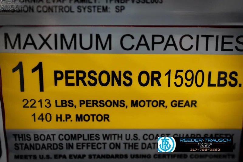 Slide: The Image of Chrome cleat on 2026 Bennington 20 SSR boat, Reeder-Trausch Marine logo visible. - 49