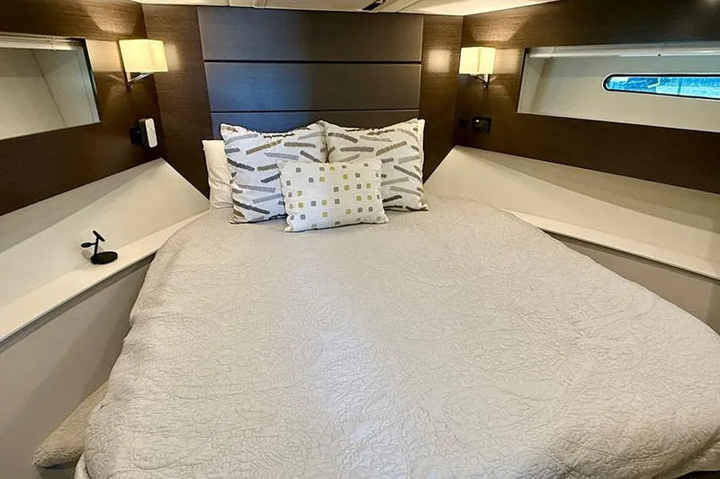 Slide: The Image of Luxurious bedroom interior of 2020 Cruisers Yachts 42 Cantius with modern decor. - 9