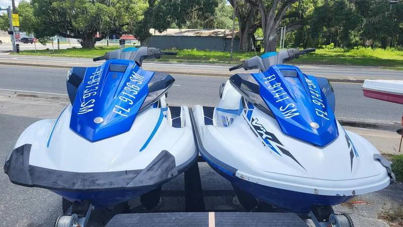 The Image of Two 2020 Yamaha WaveRunner VX jet skis parked on a trailer. - 0