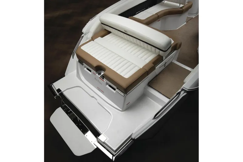 Slide: The Image of Manufacturer Provided Image: 2016 Cobalt 26SD boat with white and tan seating, rear view. - 10