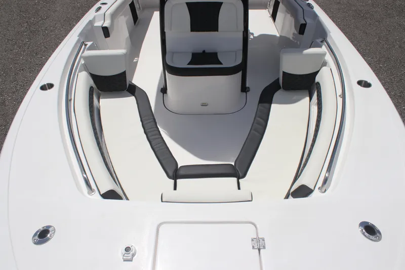Slide: The Image of 2026 Tidewater 232 LXF boat interior with sleek seating and modern design. - 14