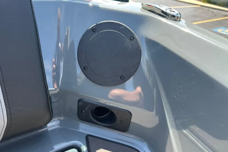 Slide: The Image of 2026 Lund 185 Impact GL boat interior detail with speaker and vent. - 36