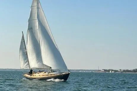 Slide: The Image of 1972 Cheoy Lee Offshore 47 Yawl sailing on open water under clear skies. - 4