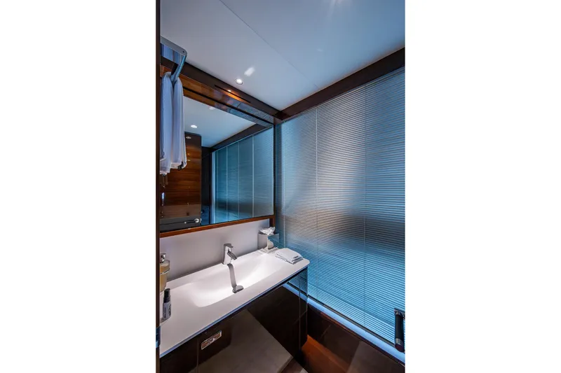 Slide: The Image of Luxurious bathroom interior of 2022 Princess X95 yacht with modern fixtures and elegant design. - 29