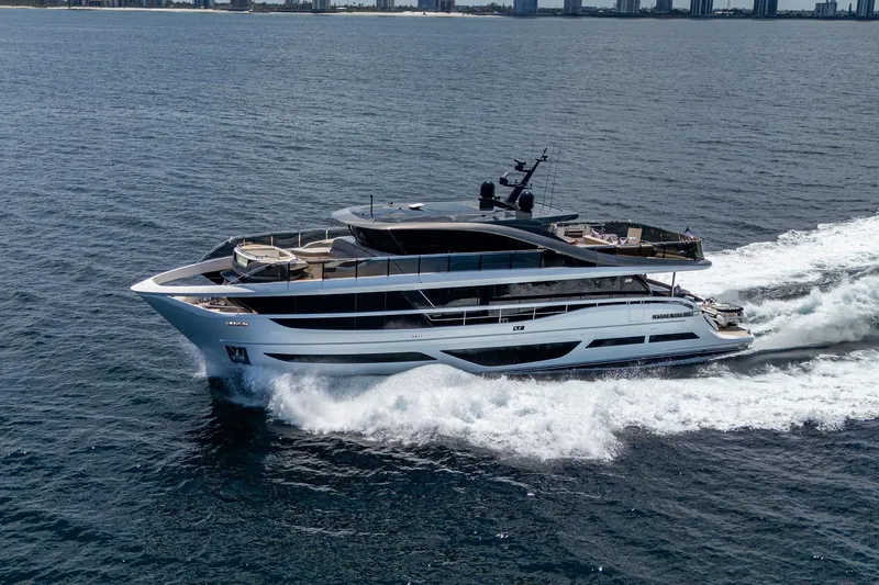 Slide: The Image of Luxurious 2022 Princess X95 yacht cruising on open water, showcasing sleek design and elegance. - 50