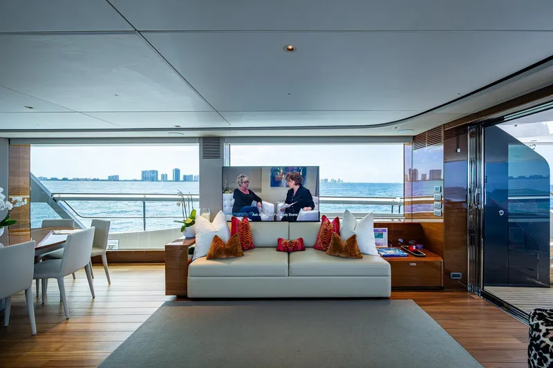 Slide: The Image of Luxurious interior of 2022 Princess X95 yacht with ocean view and modern decor. - 60