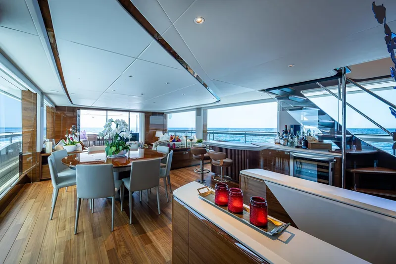 Slide: The Image of Luxurious interior of 2022 Princess X95 yacht with elegant dining area and ocean view. - 71