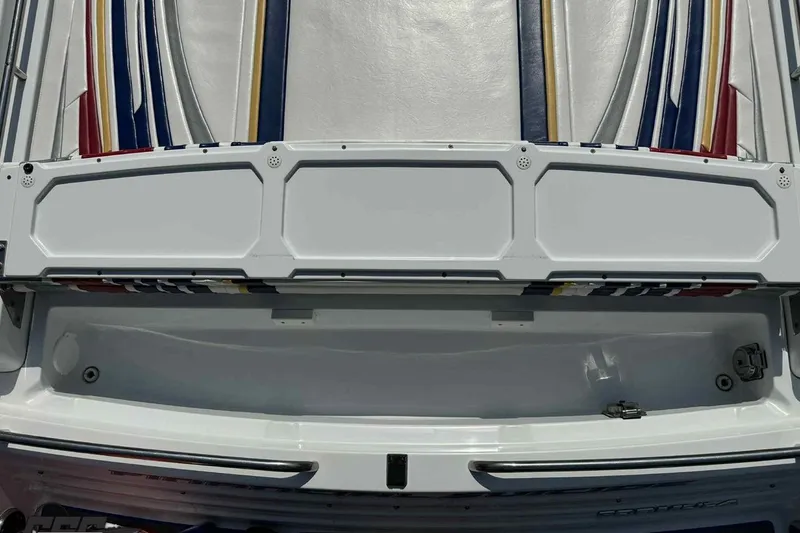 Slide: The Image of 2012 Formula 382 FASTech boat with colorful upholstery and sleek design. - 26