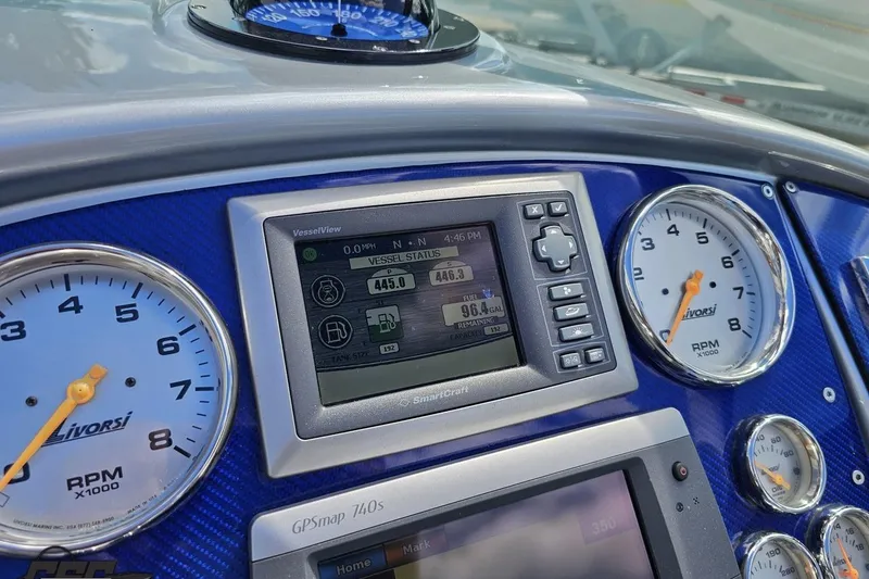 Slide: The Image of Dashboard of 2012 Formula 382 FASTech with Livorsi gauges and VesselView display. - 48