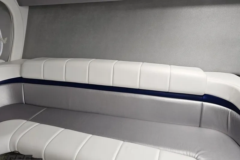 Slide: The Image of 2012 Formula 382 FASTech interior with sleek, modern seating in white and gray tones. - 63