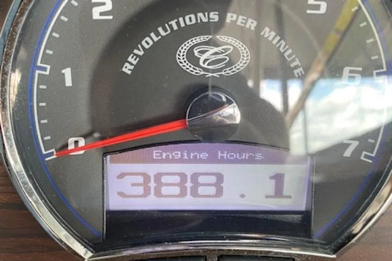 Slide: The Image of Tachometer of 2015 Cobalt R7 showing 388.1 engine hours. - 7