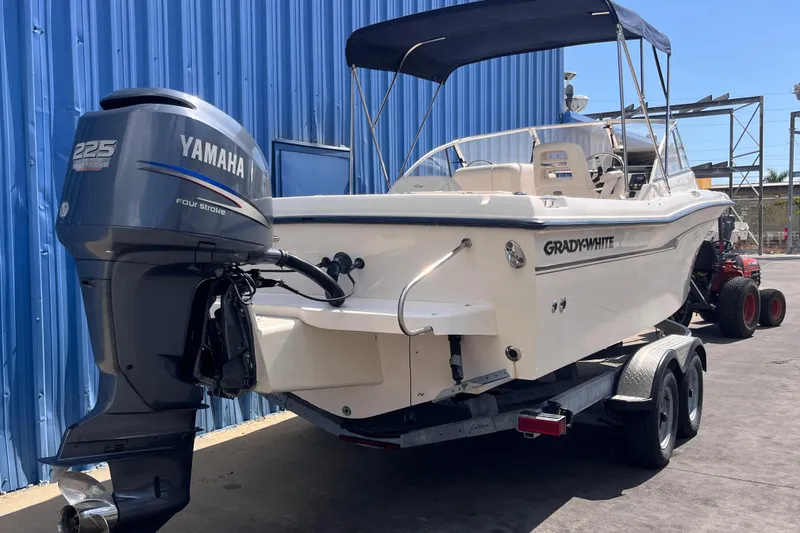 Slide: The Image of 2006 Grady-White Tournament 225 boat with Yamaha 225 engine on trailer. - 3